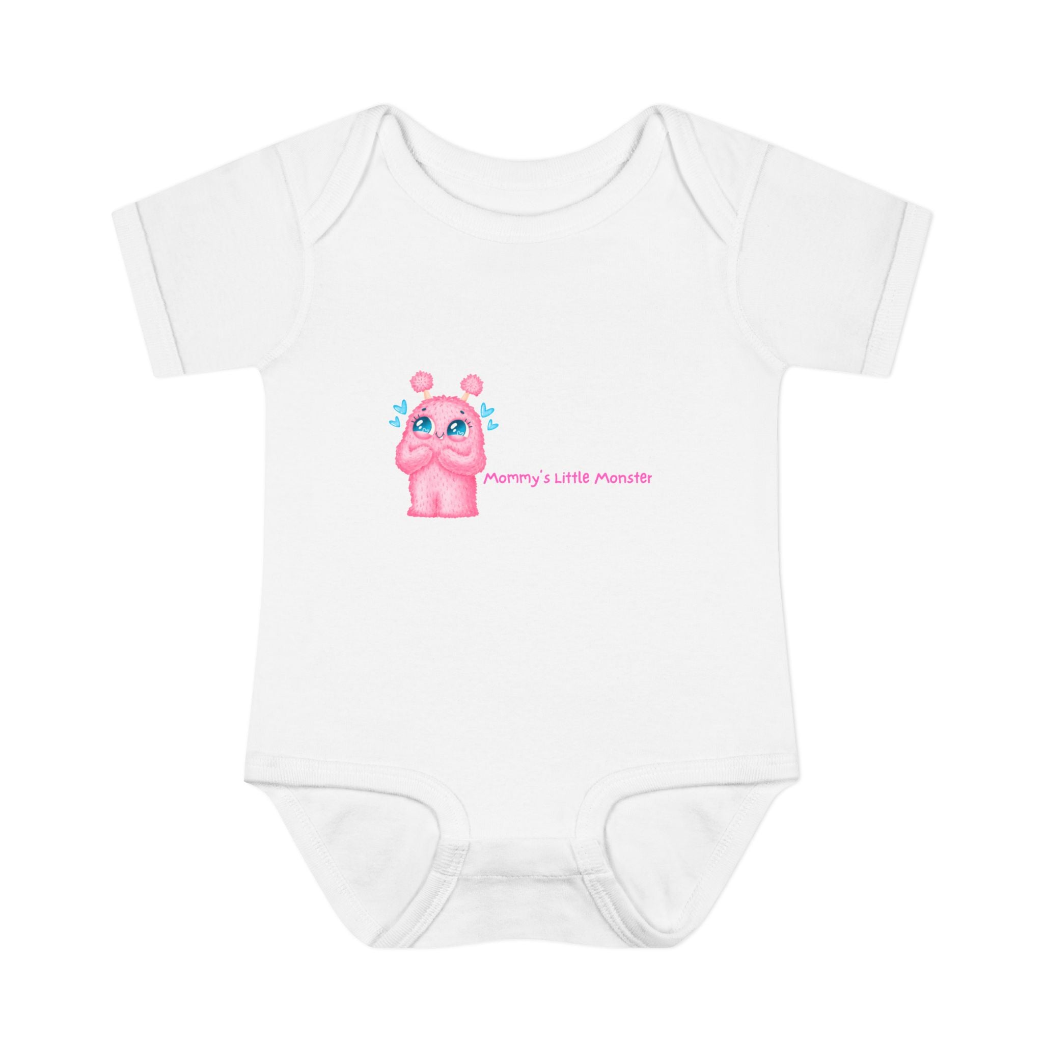 Pink Monster Baby Bodysuit — 'Mommy's Little Monster' Infant One-Piece