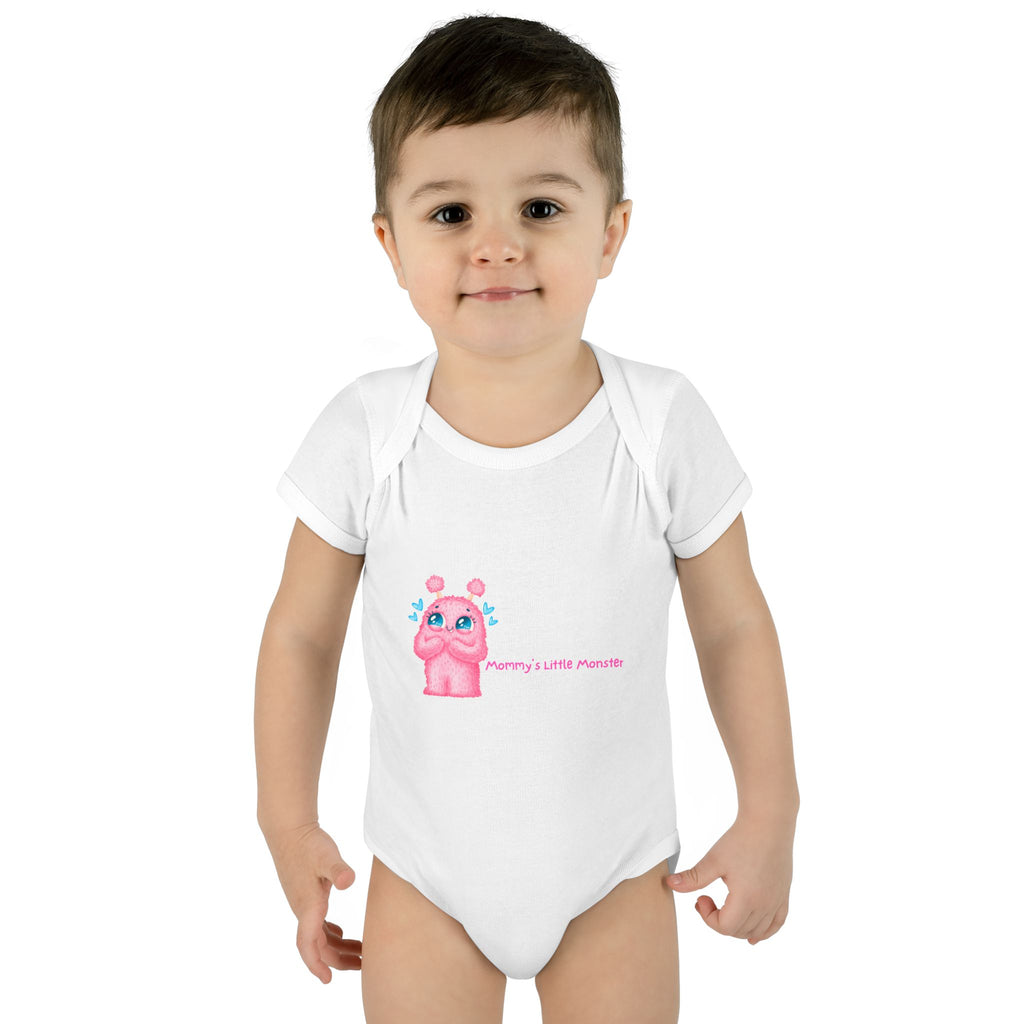 Pink Monster Baby Bodysuit — 'Mommy's Little Monster' Infant One-Piece