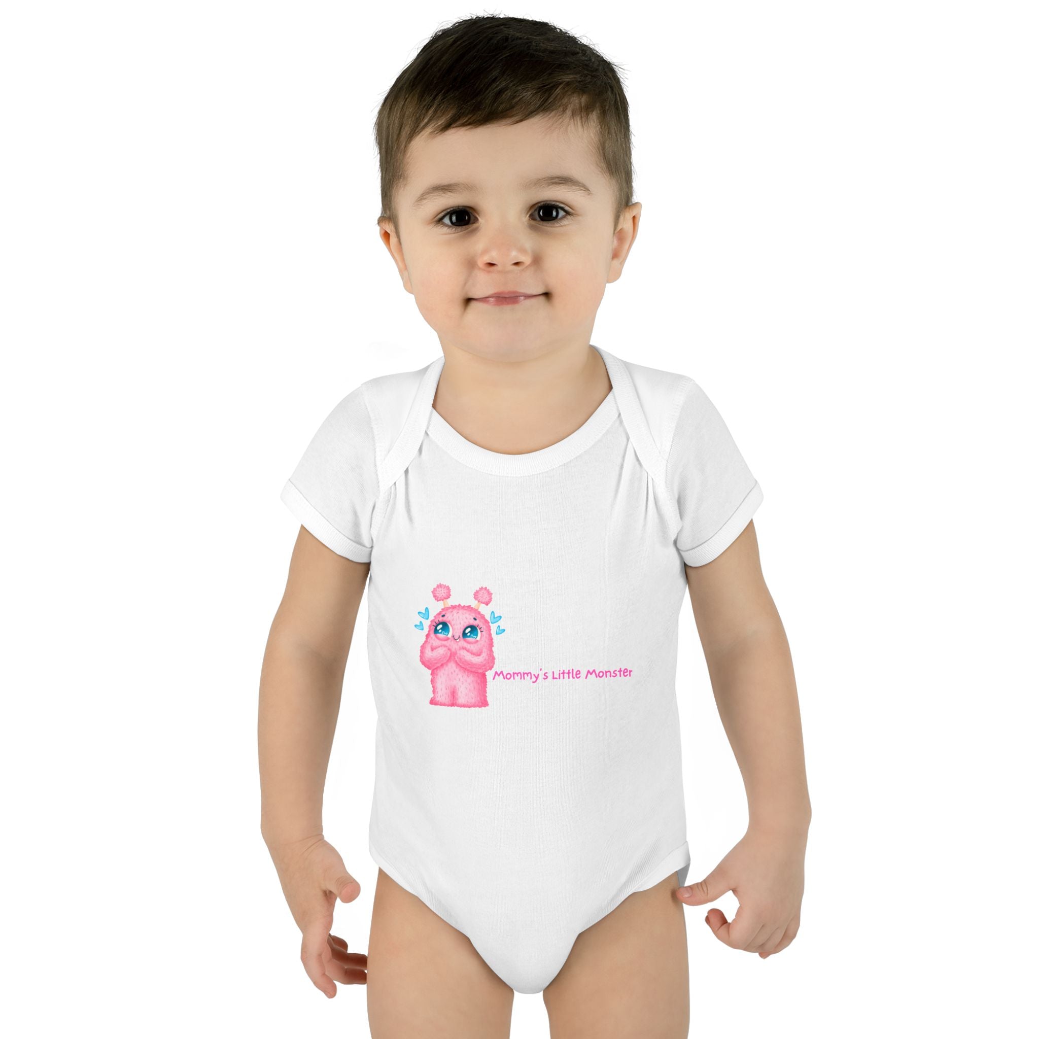 Pink Monster Baby Bodysuit — 'Mommy's Little Monster' Infant One-Piece