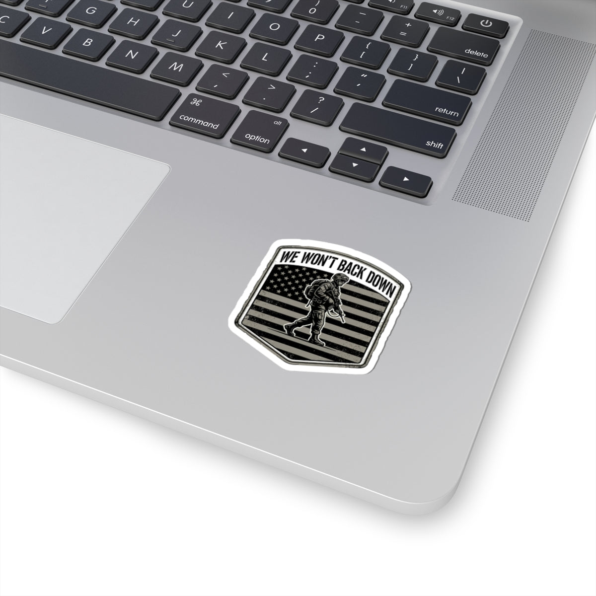 We Won't Back Down Sticker | minimalist patch, neutral colors, country pride