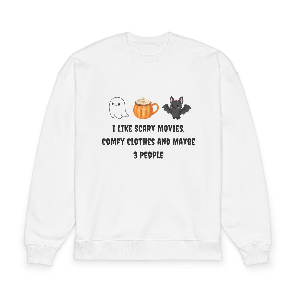 Sweatshirt — I Like Scary Movies, Comfy Clothes & Maybe 3 People (Cute Ghost, Pumpkin & Bat)