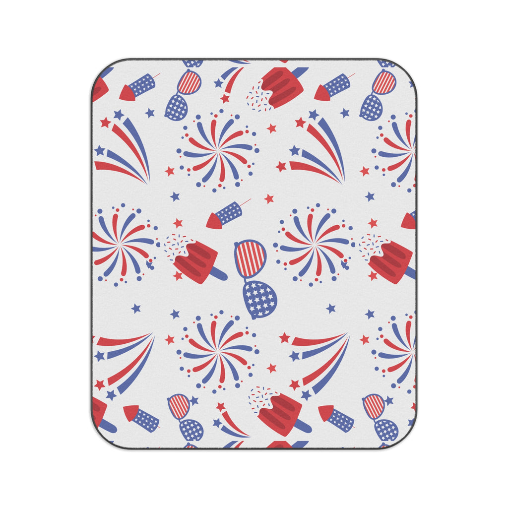 Patriotic Fireworks Picnic Blanket – Red White Blue 4th of July Outdoor Throw