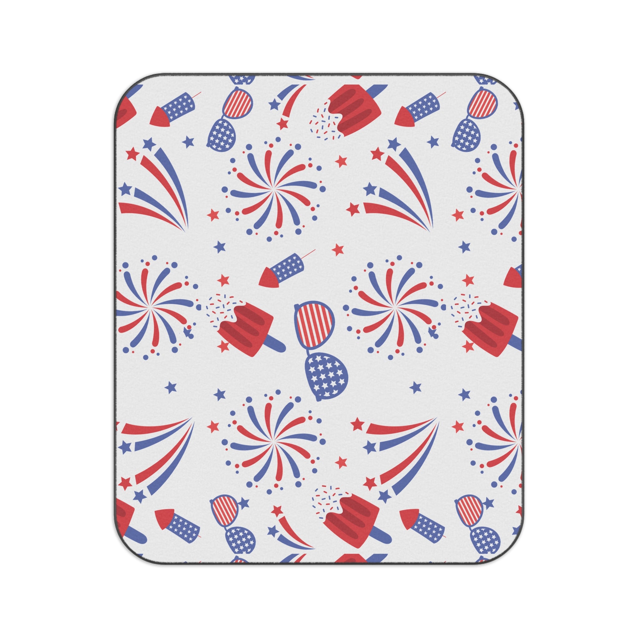 Patriotic Fireworks Picnic Blanket – Red White Blue 4th of July Outdoor Throw