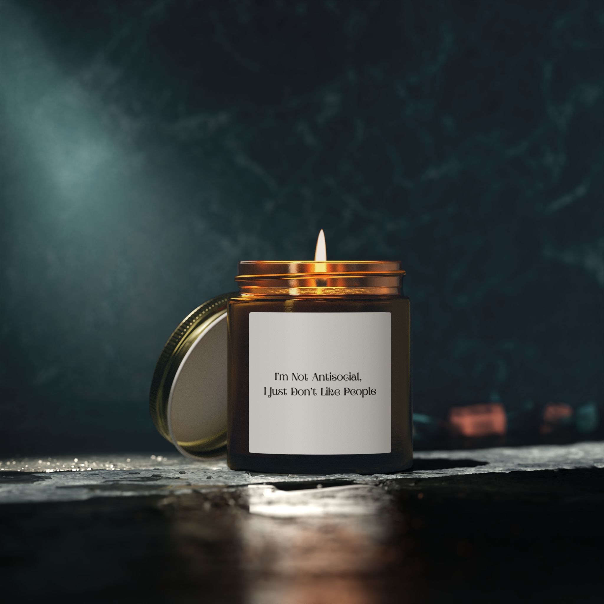 Ceramic Coconut Mango Candle — “I’m Not Antisocial, I Just Don’t Like People” (4oz/9oz)