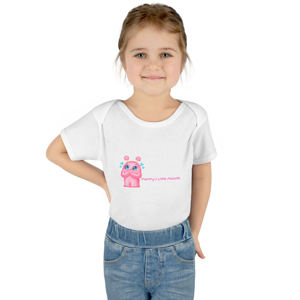 Pink Monster Baby Bodysuit — 'Mommy's Little Monster' Infant One-Piece